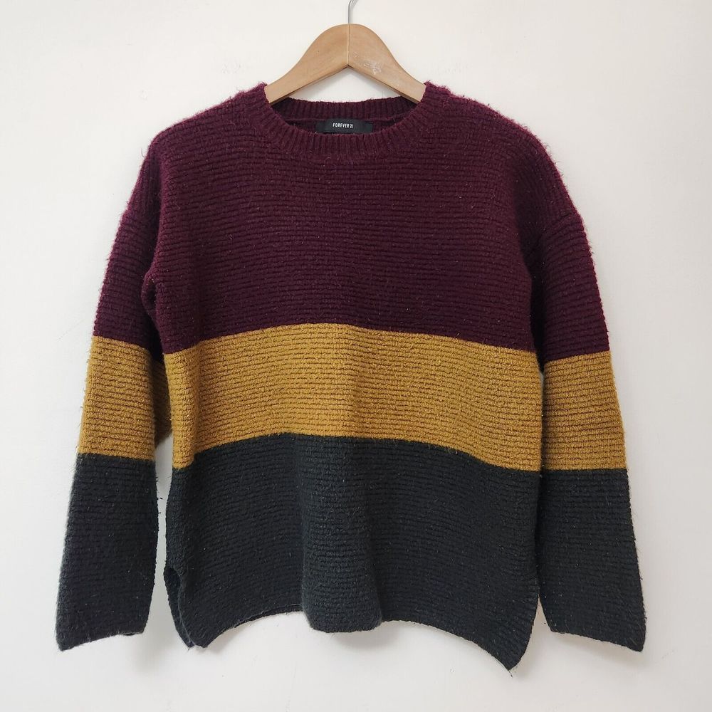 FOREVER 21 Women's Multicolor Crew Neck Thick Sweater Size L